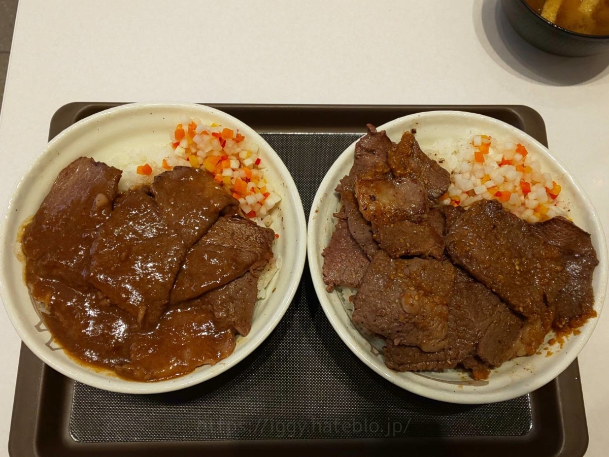 松屋 牛ステーキ丼 普通サイズ デカ盛り 比較