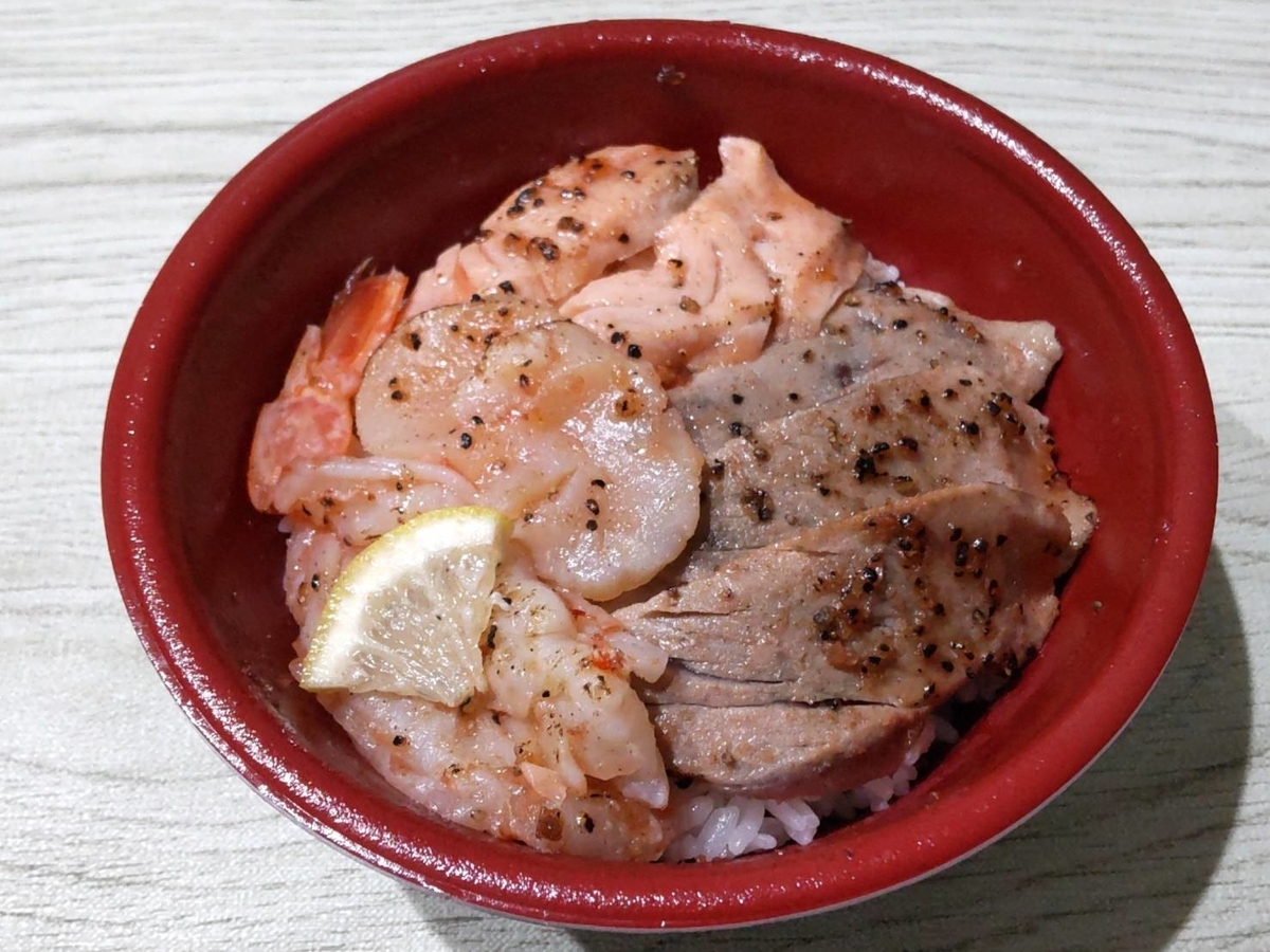 はま寿司 テイクアウトメニュー画像 海鮮レアステーキ丼 値段 口コミ 感想 レビュー