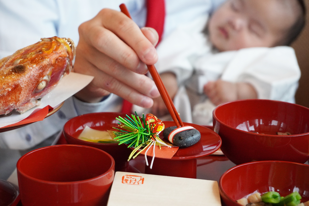 お食い初め　梅の花