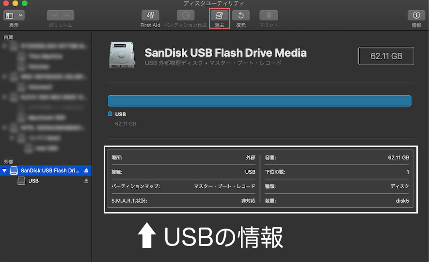 ディスクユーティリティ画面3