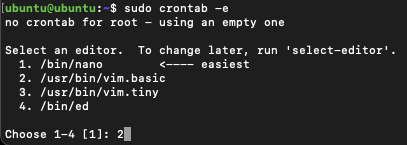 cron設定にてvimを使用