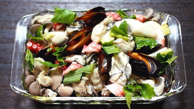 牡蠣・タコ・キノコの香草パン粉焼き工程4