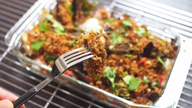 牡蠣・タコ・キノコの香草パン粉焼き4