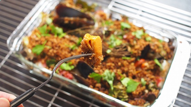 牡蠣・タコ・キノコの香草パン粉焼き3