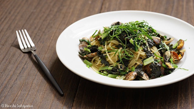 海苔とあさりのパスタ