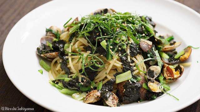 海苔とあさりのパスタ3