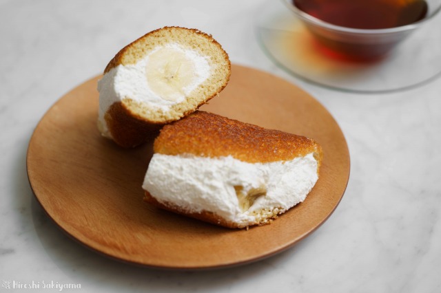 フライパンで作るバナナオムレットの断面その2