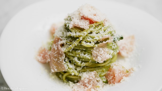 春菊のジェノベーゼを斜め上から