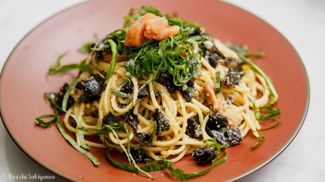 海苔明太子パスタのアップ