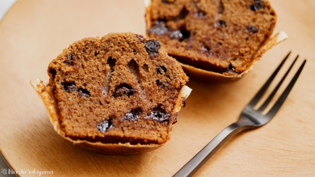 コーヒーが隠し味のチョコマフィンの断面