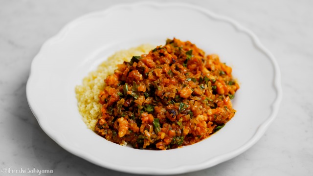 エビ・タコ・生姜のラグー、クスクス添え