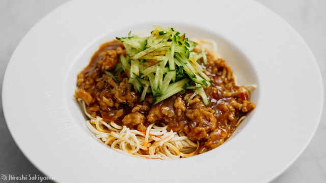 豆腐干絲のジャージャー麺、アップ