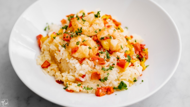 パプリカエビピラフ