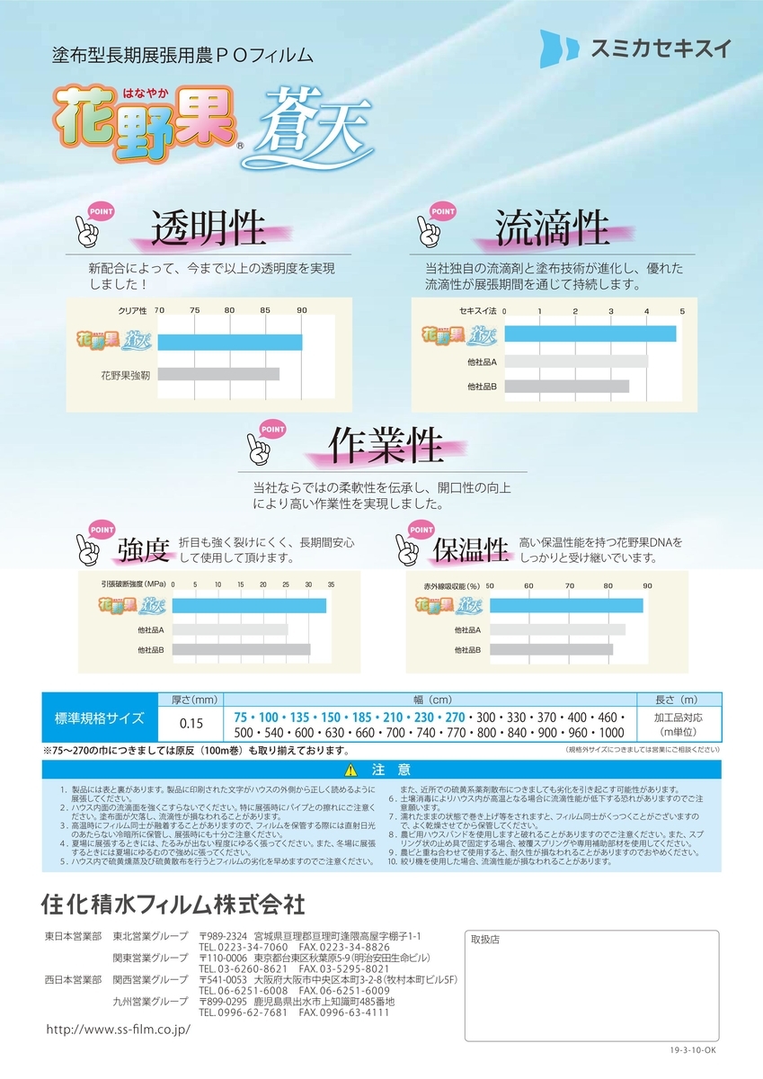 透明度がさらに進化した農POフイルムはスミカセキスイの「花野果