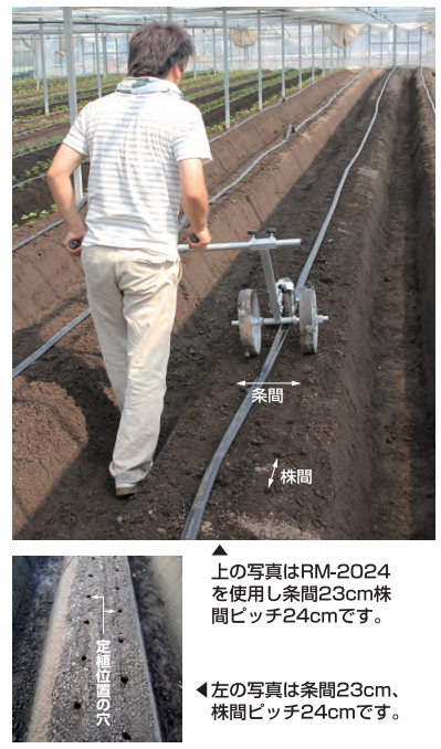 イチゴ苗の植付けに！位置マーク器「マークン」 - イケックス「養液