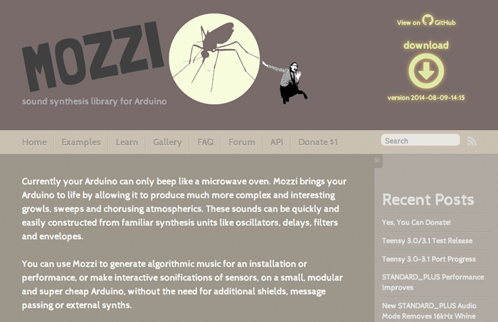 写真1 Mozziのウェブサイト