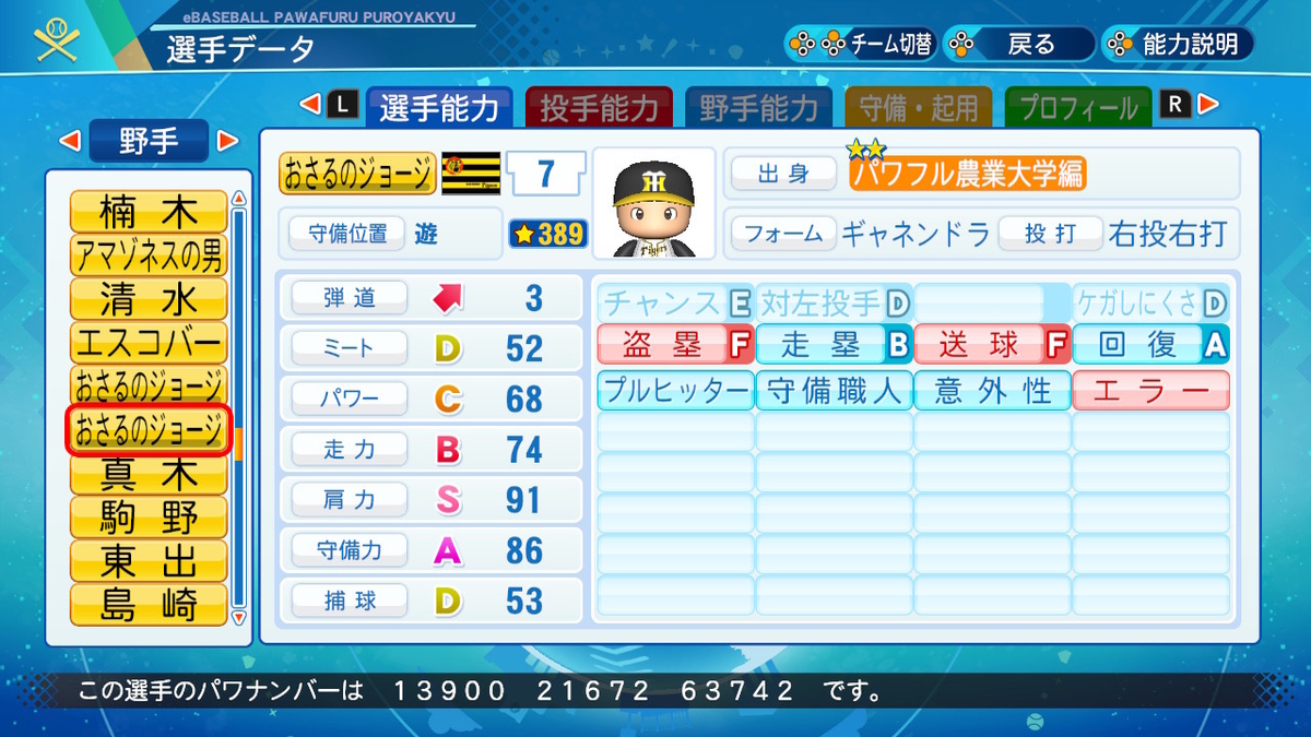 おさるのジョージ 遊撃手 パワプロ ぱわぷろセゾン おさるのジョージ 遊撃手 パワプロ ぱわぷろセゾン