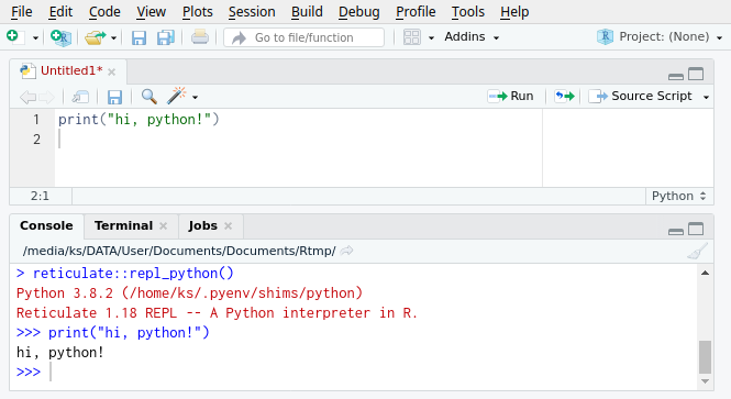 python with rstudio