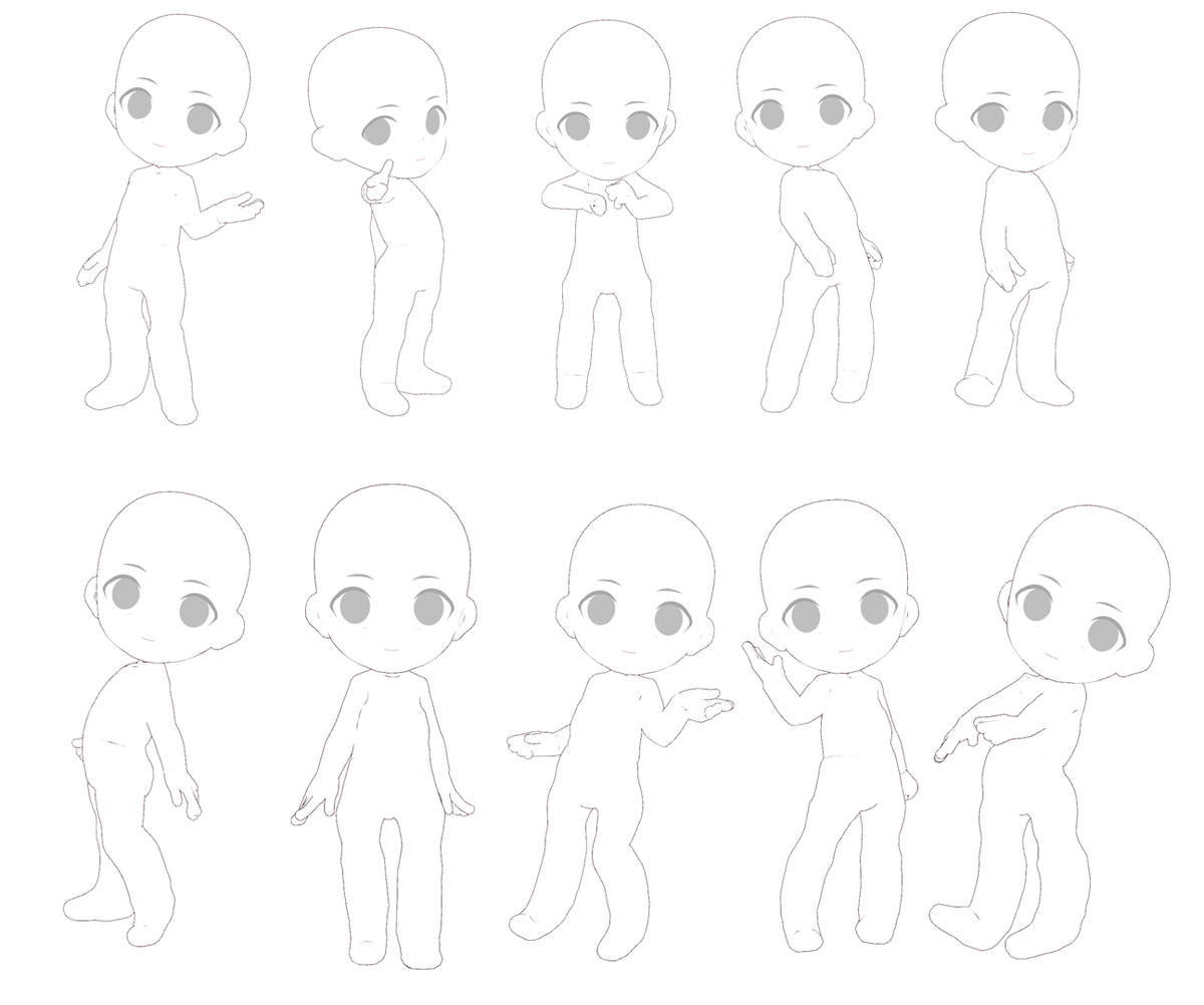 【トレスフリー】２頭身ミニキャラクター立っているポーズ集