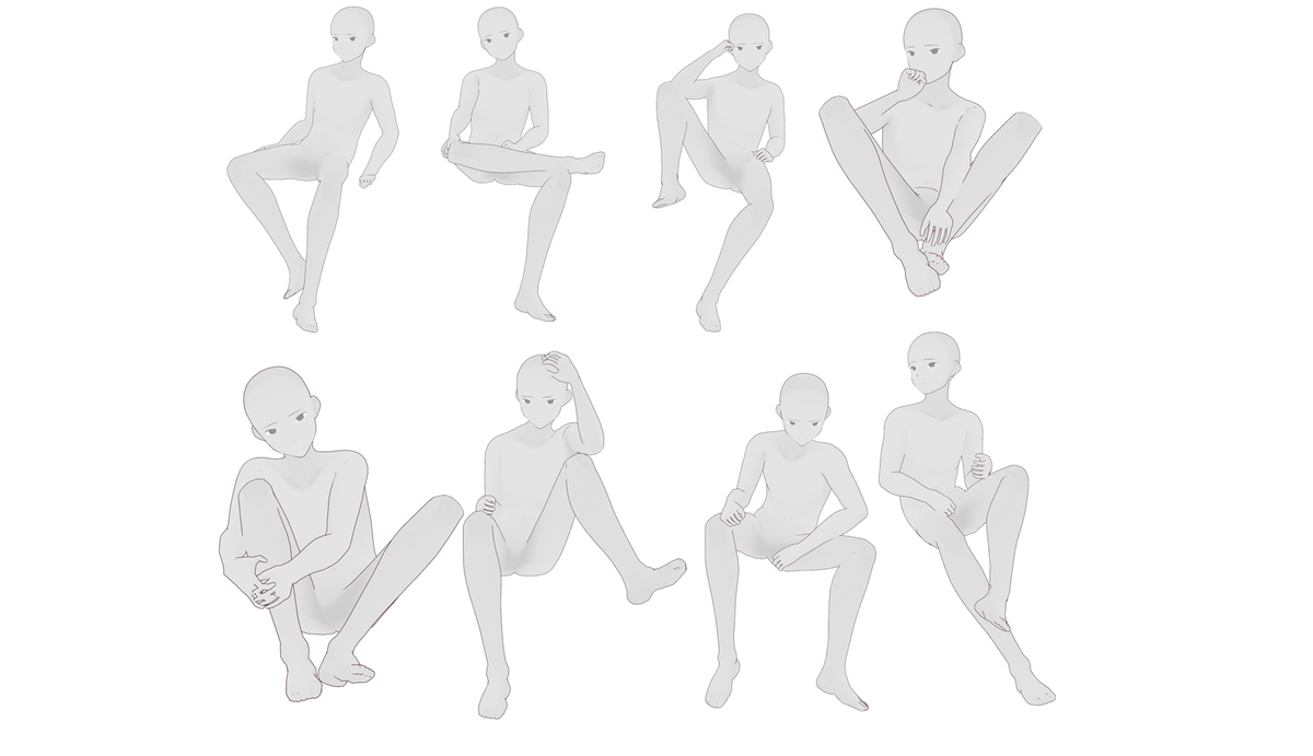 男性座っているポーズ