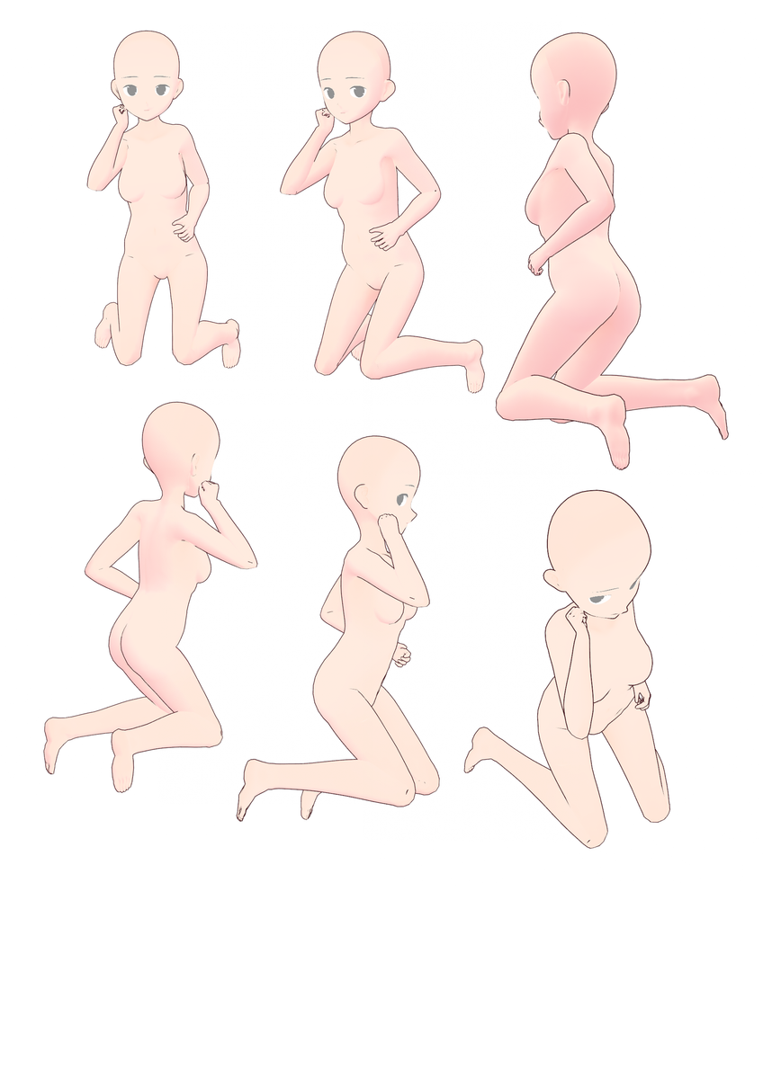 膝立ちで座っている女の子のポーズ集 トレス素材 Illust Pose