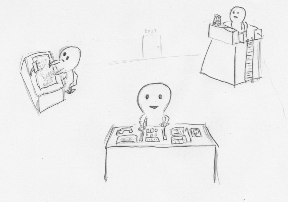 自分の頭の中にいる3人の自分のイラスト