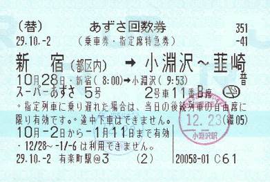 特急回数券乗り遅れ時の扱い 続 吾輩はヲタである