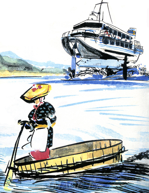 たらい舟に乗って海の上から佐渡の美しい景色を楽しもう Imageeye Illust