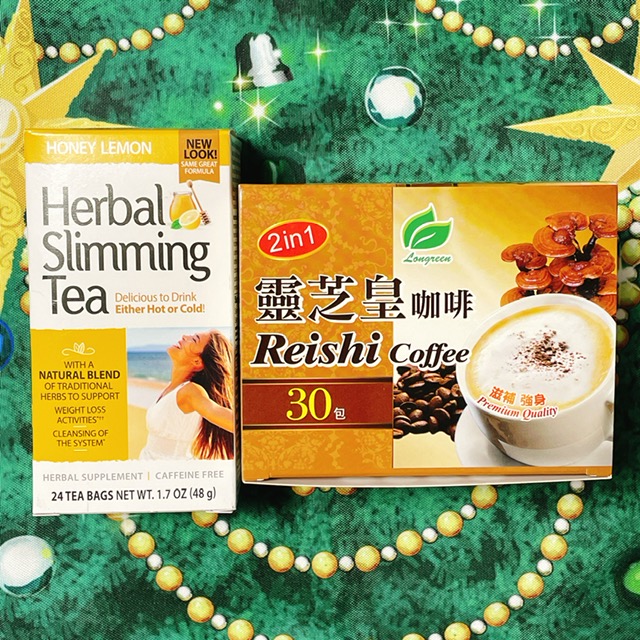 センナ葉入りダイエットティーとインスタントの霊芝コーヒー
