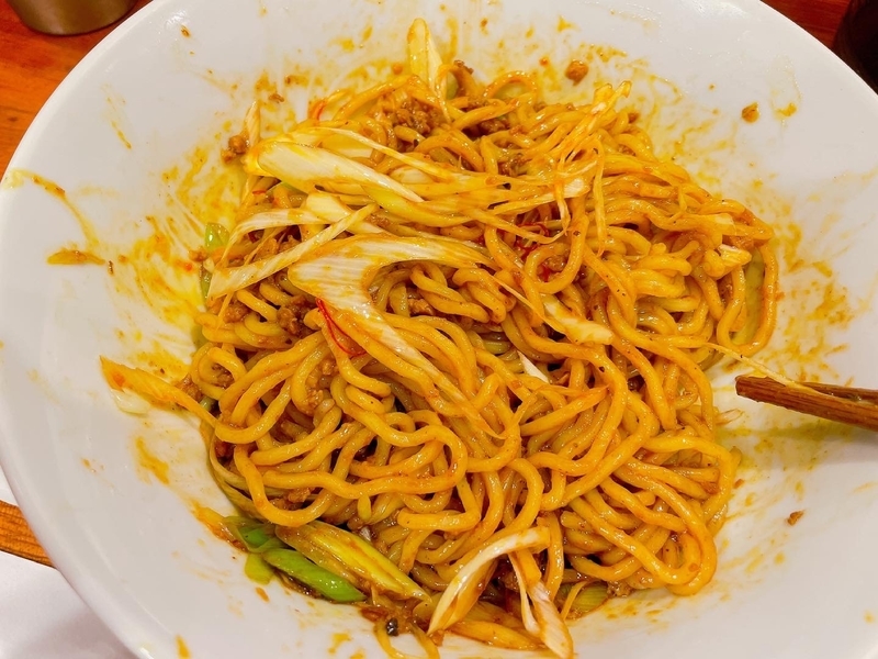 シビレ麻婆まぜそば（撹拌後）
