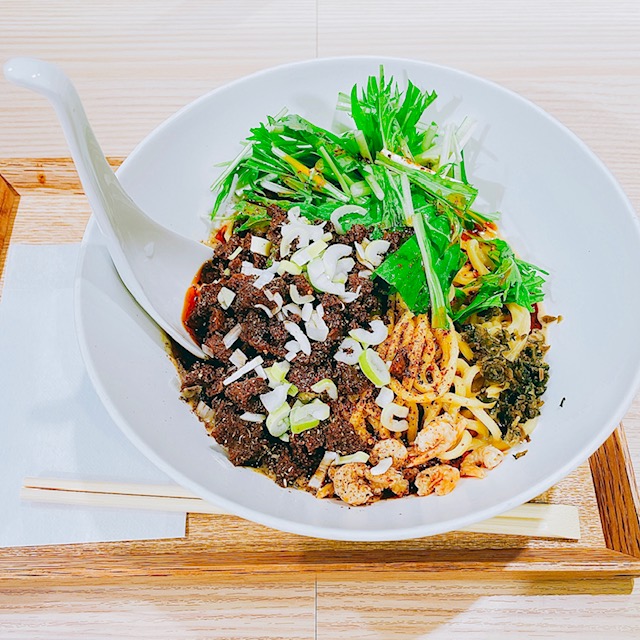 「汁なし担担麺ピリリ」ソイミート担担麺