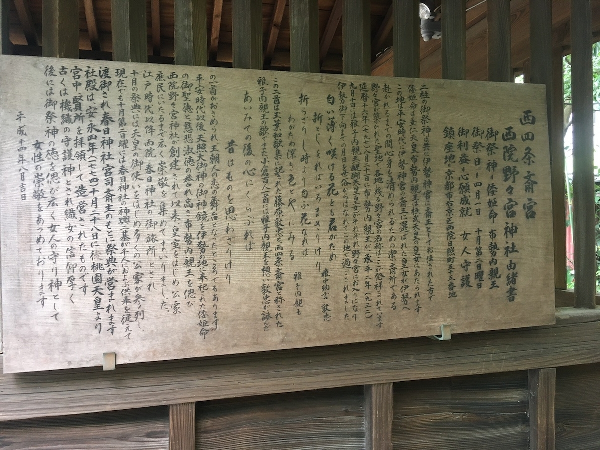 西四条斎宮 西院野々宮神社(春日神社御旅所) 