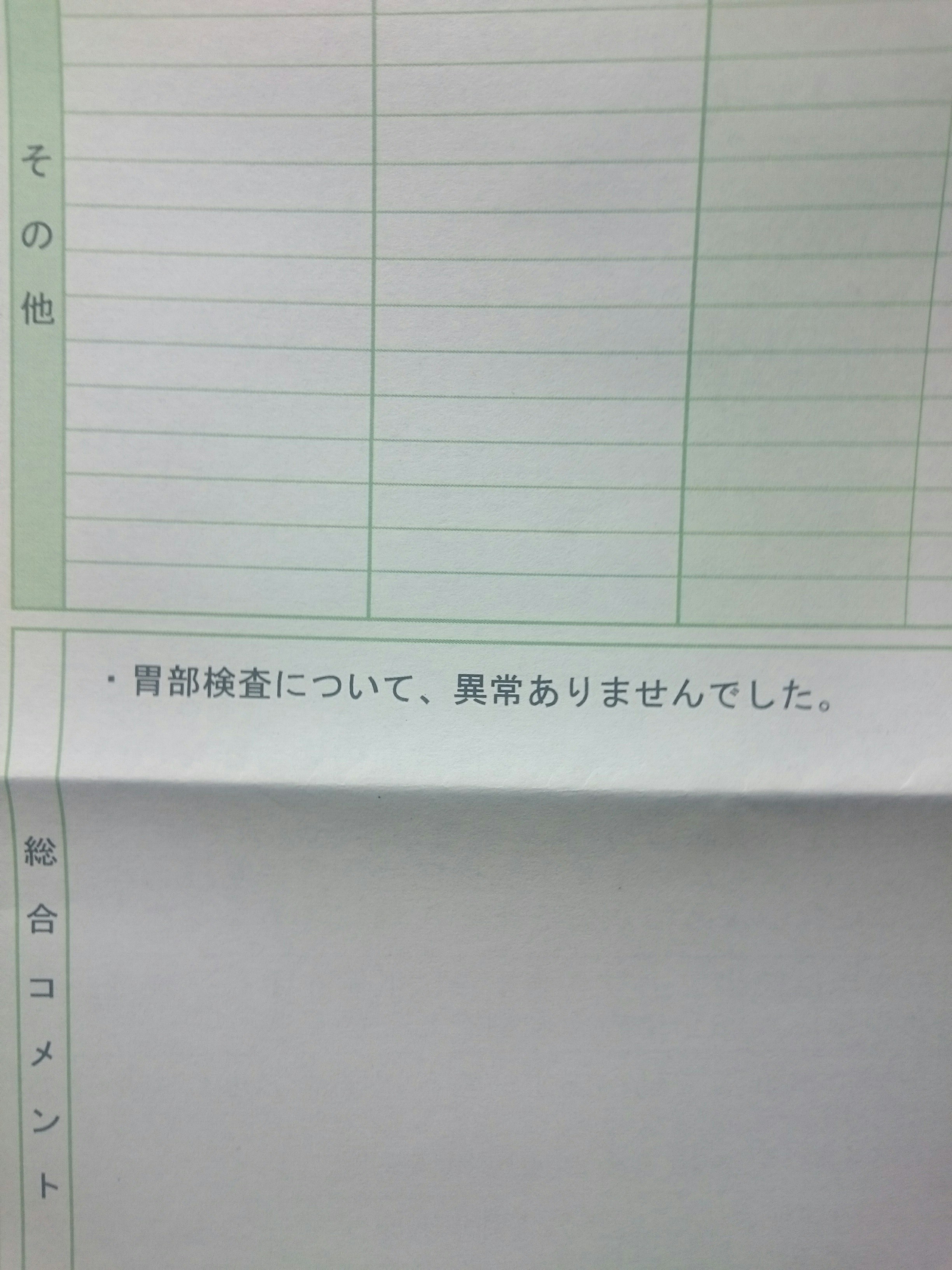 胃がん検診結果