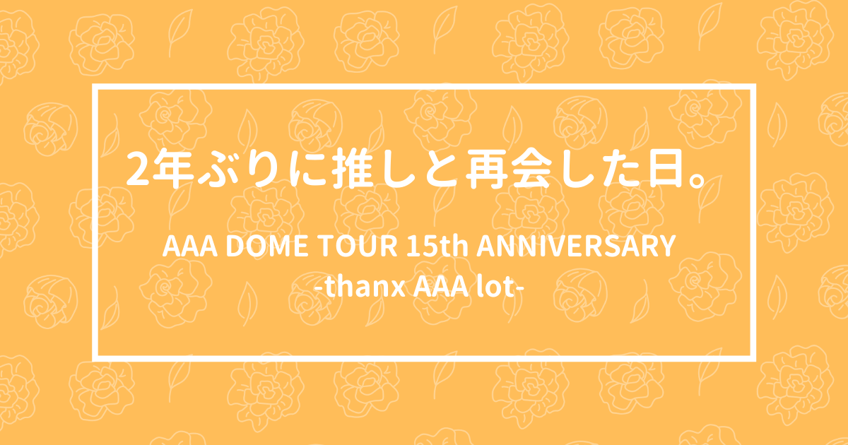 2年ぶりに推しと再会した日。 - AAA DOME TOUR 15th ANNIVERSARY 