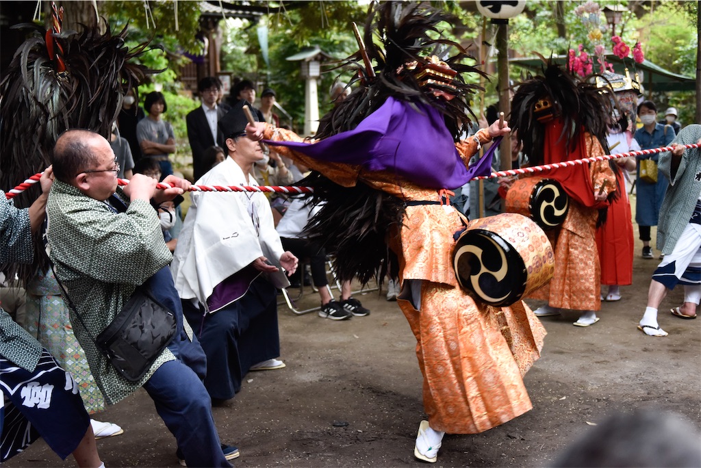 獅子舞 東京都豊島区「長崎獅子舞」、大地を回りながら踏みしめる。暮らしから