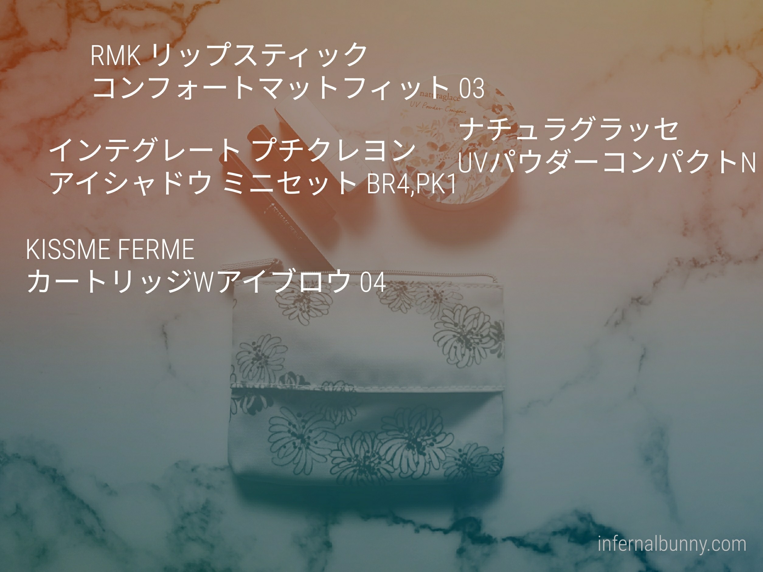 ポーチの中身に商品名が文字入れしてある。