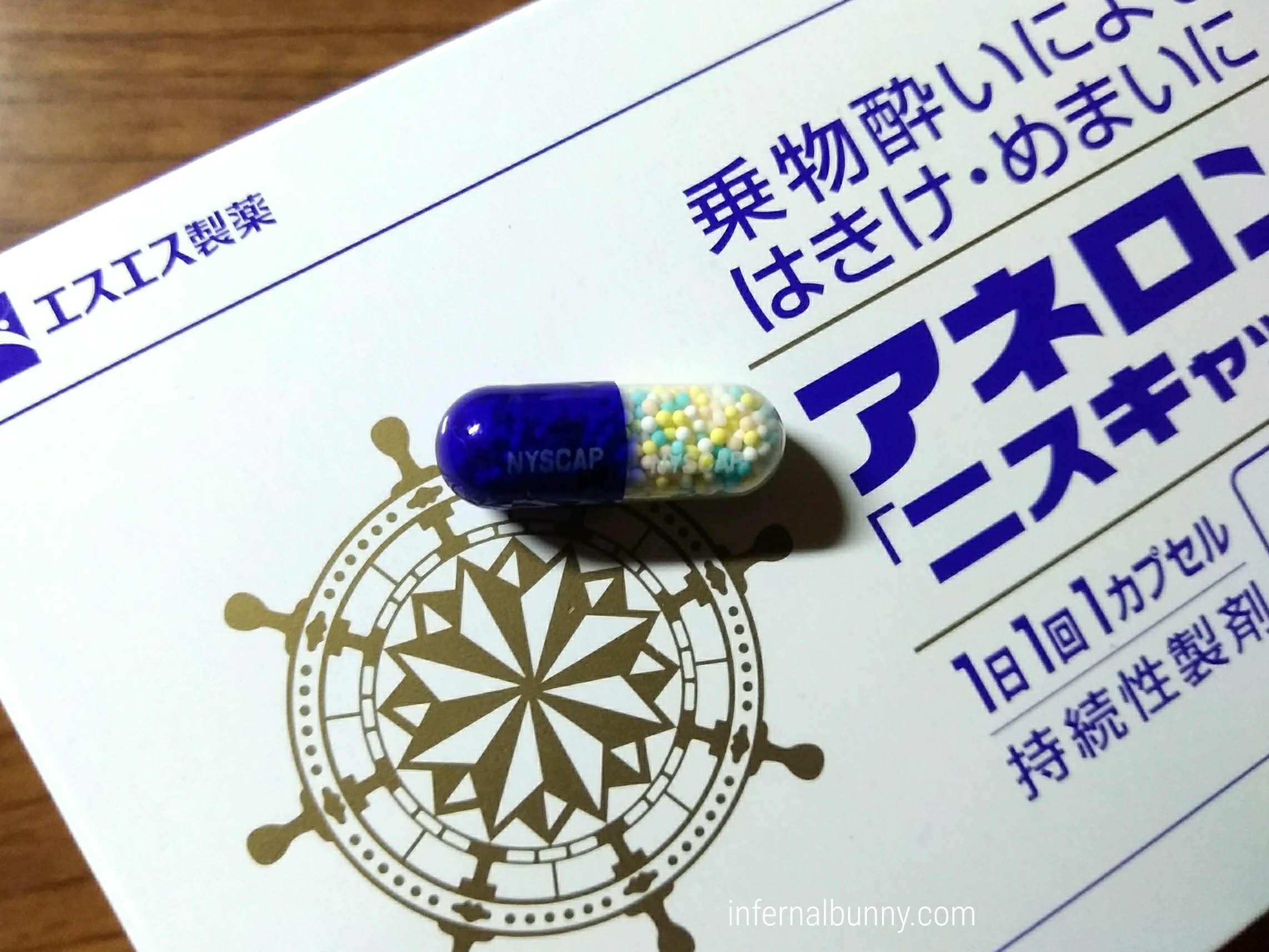 アネロンの青とクリアのバイカラーのカプセル。