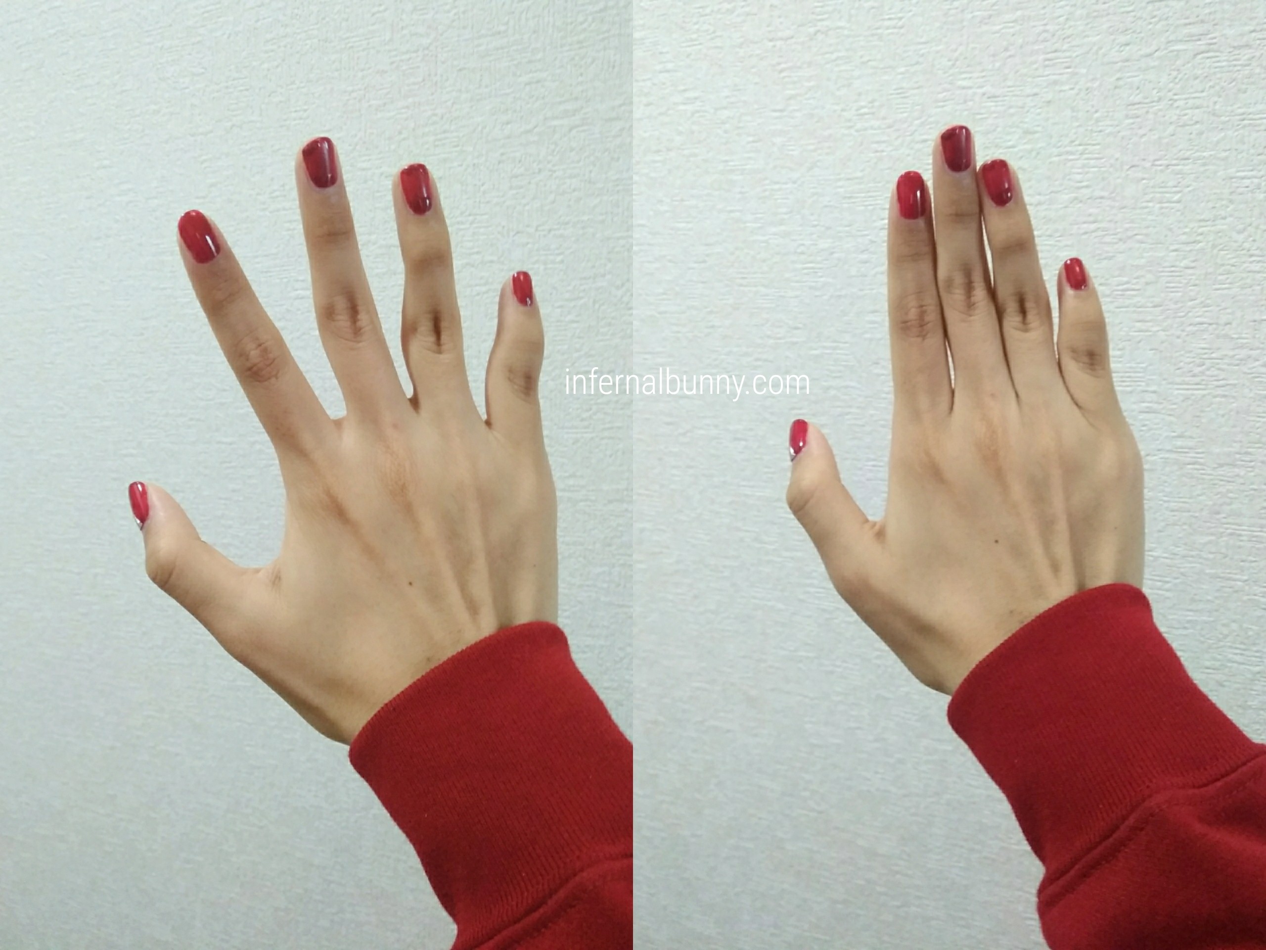 赤いネイル着画。