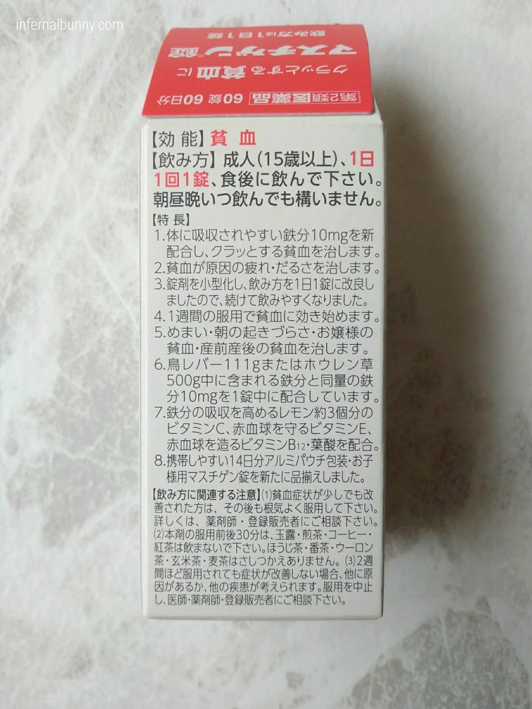 パッケージ裏の製品情報。