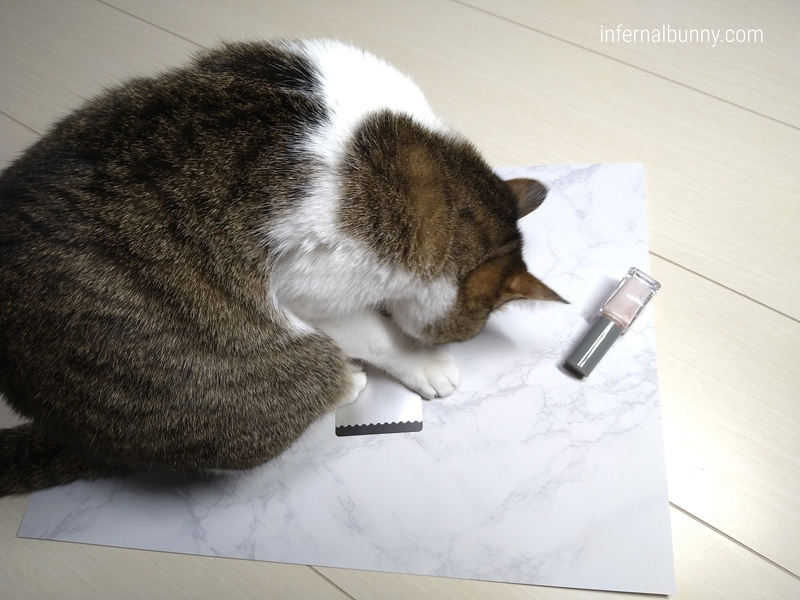 ネイルボトルとキジ白猫。