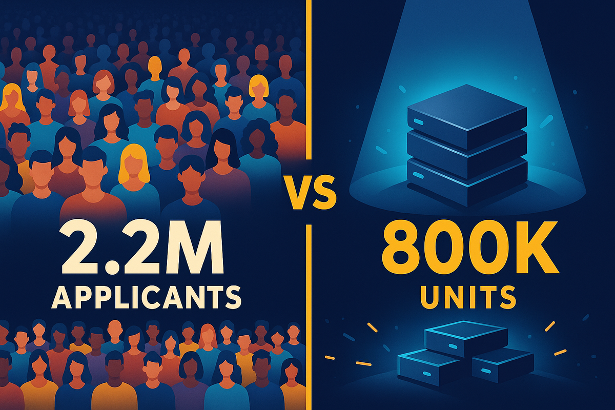 2.2 million applicants competing for only 800,000 units in a high-demand product lottery