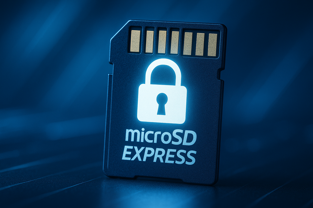 Locked microSD Express card symbolizing security or access restriction in modern storage devices