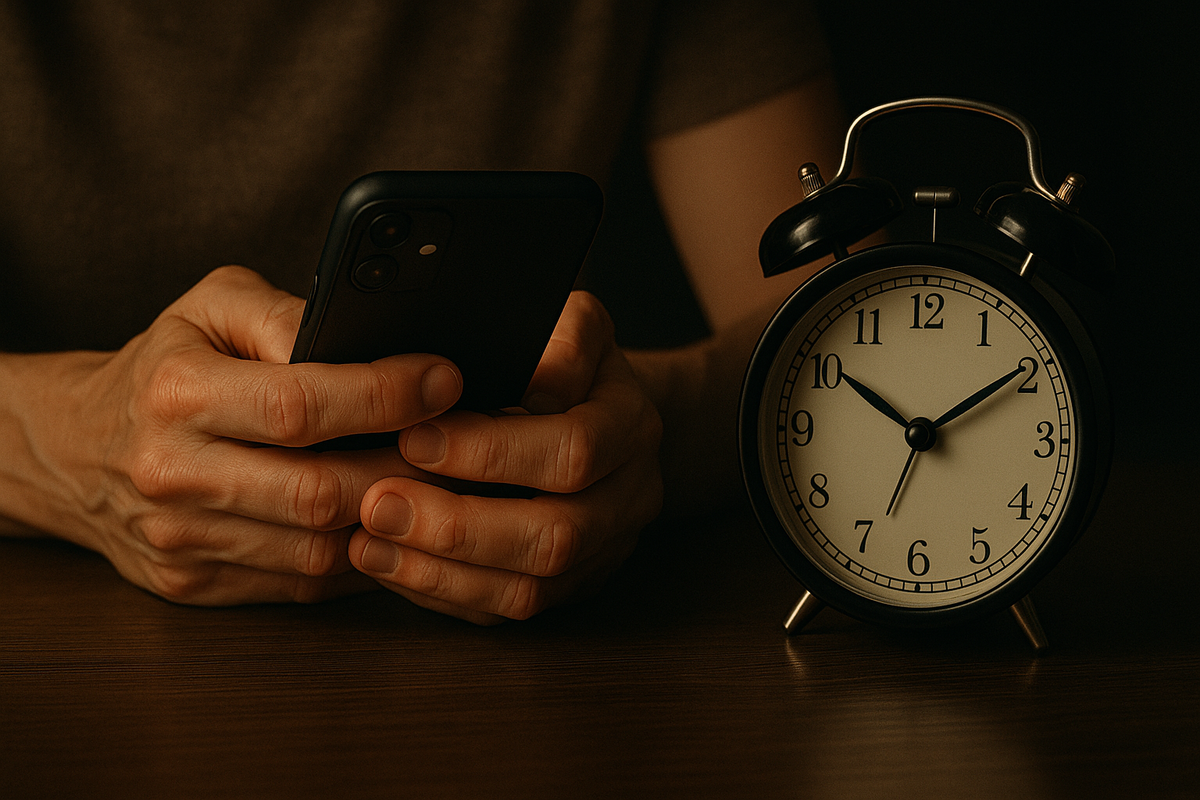 スマホを握りしめ、通知を今か今かと待つ手元。沈黙する時計が、もどかしい時間を刻む——