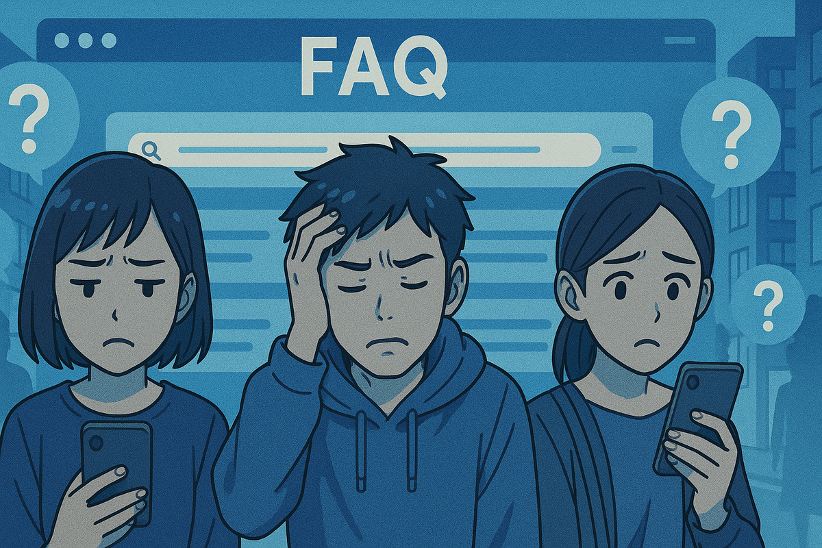 Switch抽選に関するFAQに戸惑うユーザーたち。スマホを見つめる中で浮かぶ疑問と不安が、よくある質問への関心を物語る。