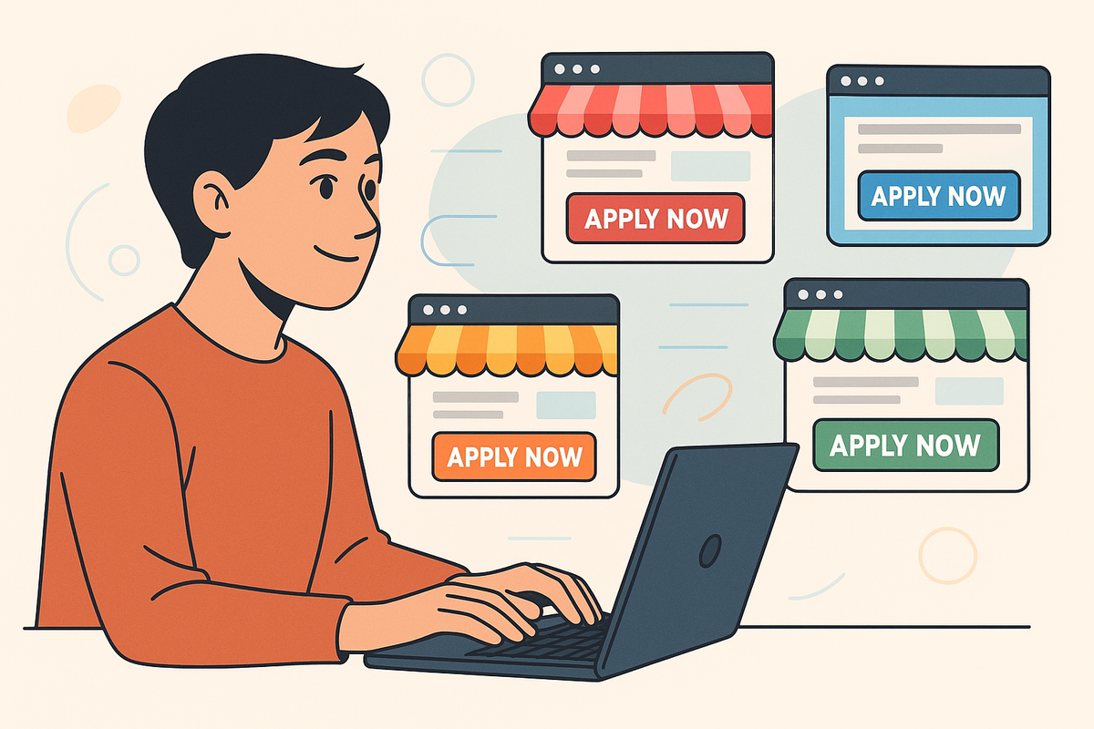 A hopeful man comparing multiple no-requirement online lottery entries for Switch 2, ready to apply now with confidence