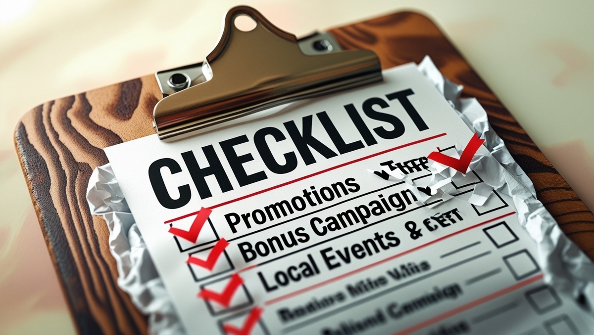 Close-up of a completed checklist with red checkmarks, symbolizing preparation, determination, and the satisfaction of being fully ready for a Switch 2 campaign.