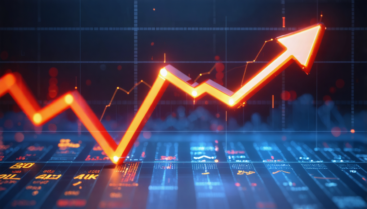 Dramatic red arrow graph surging upward, symbolizing skyrocketing demand or odds.