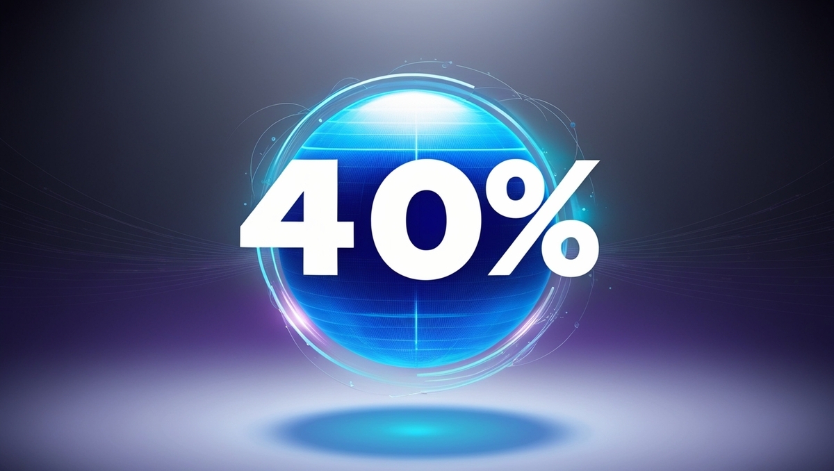 A glowing futuristic orb with a bold '40%' floating in the center, representing a high chance of winning in a digital lottery or exclusive offer.