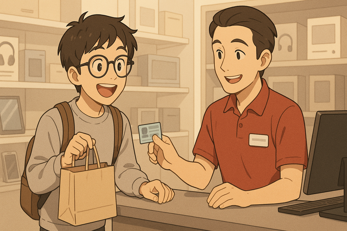 A young boy with glasses smiling brightly in the dark as he looks at his smartphone, overwhelmed with joy — perfectly captures the moment of discovering a lottery win.
