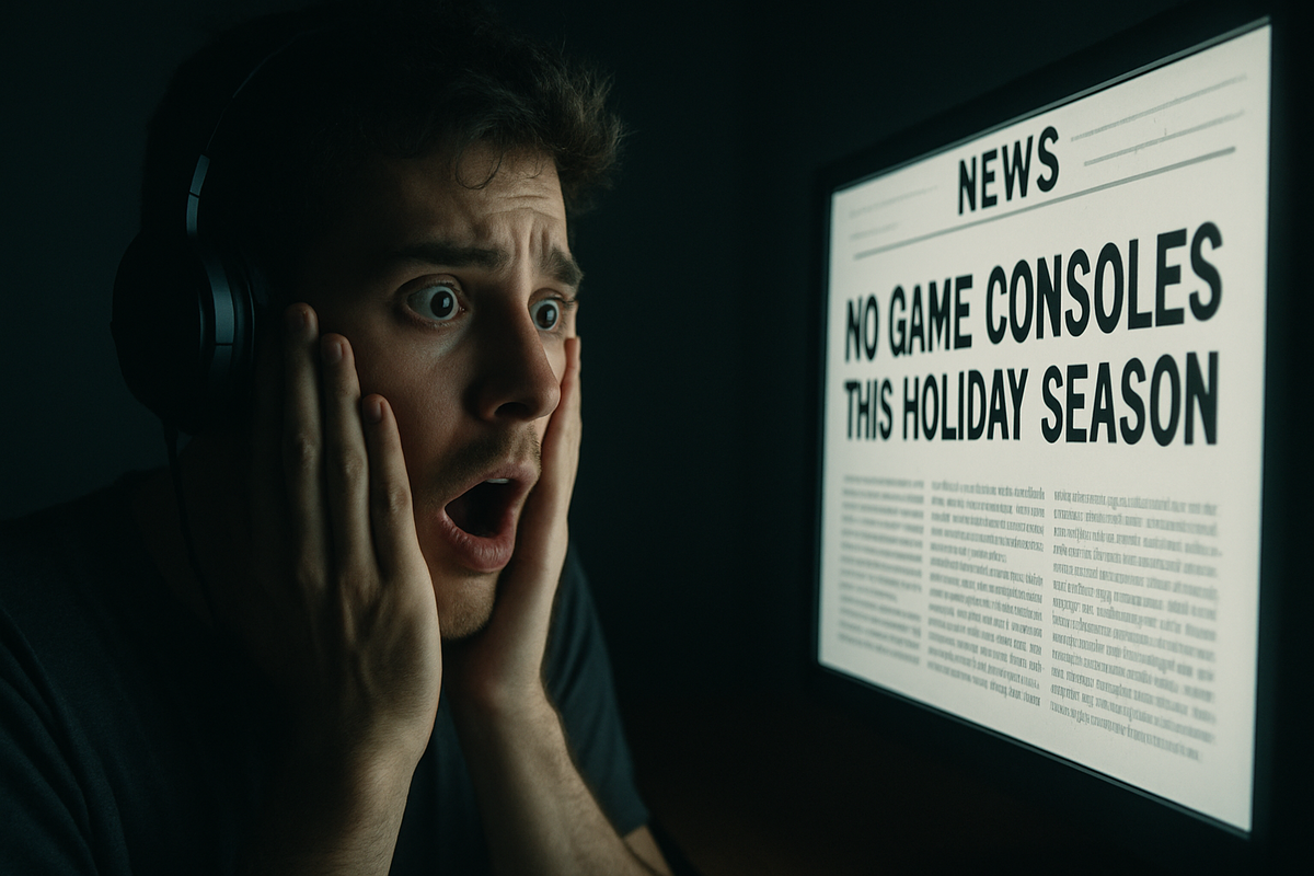 Shocked gamer reacts to news of no game consoles this holiday season, reflecting the frustration over massive shortages like Switch2's record sellout.